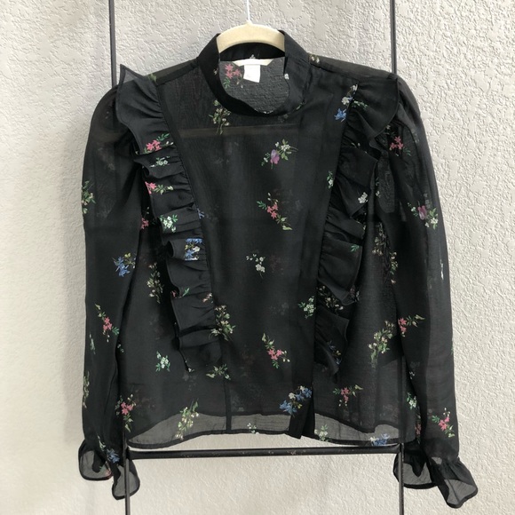 Black ruffle blouse - Picture 5 of 6